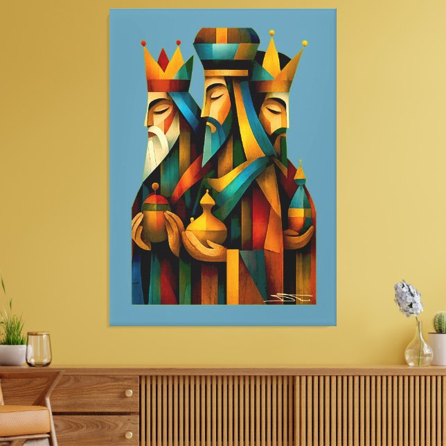 Impressão Em Tela Three Wise Men Abstract Nativity Art (Insitu(Sala de estar))