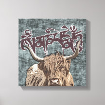 Tibetano Yak com Mani Mantra ( OM MANI PADME HUM )