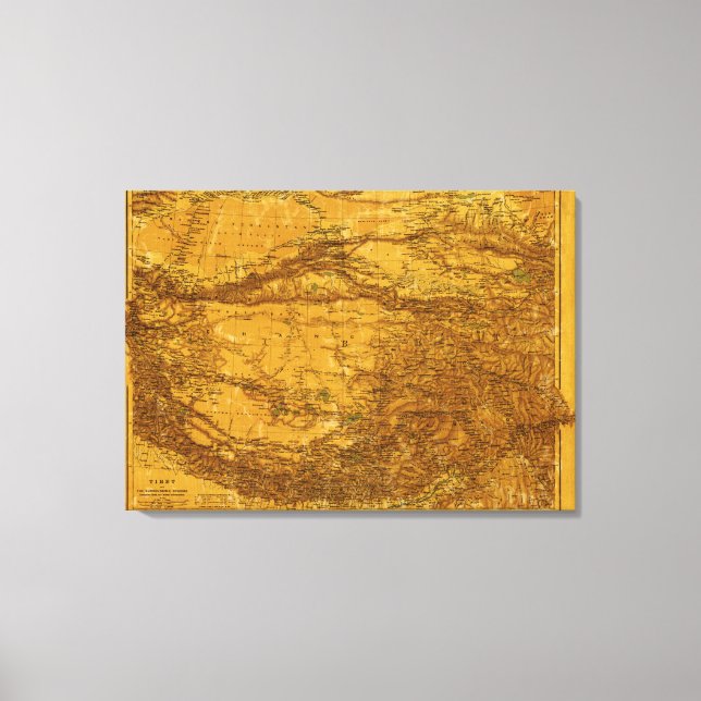 Impressão Em Tela TibeteMapaPanorâmicoTibete (Frente)