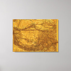 Impressão Em Tela TibeteMapaPanorâmicoTibete