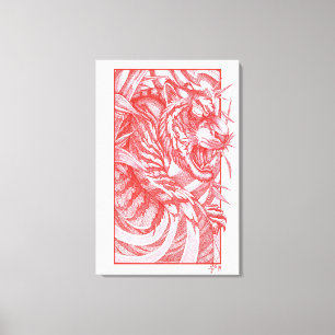 Impressão Em Tela Tiger Dotwork tora