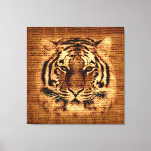 Impressão Em Tela Tiger Fine Art em Burlap Rustic Jute