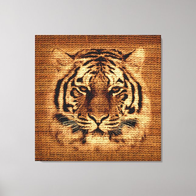 Impressão Em Tela Tiger Fine Art em Burlap Rustic Jute (Frente)