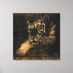 Impressão Em Tela Tiger Fine Art em Burlap Rustic Jute #5