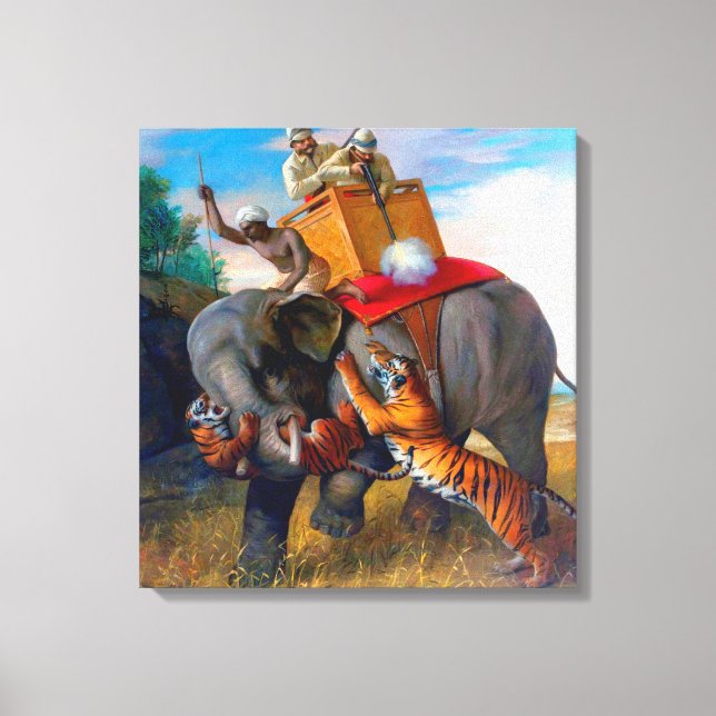 Impressão Em Tela Tiger Hunting Briton Rivière 1920 (Frente)