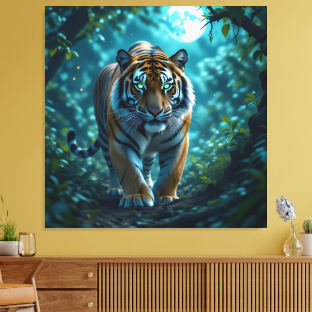 Impressão Em Tela  Tigerfamilie im Einklang der Natur (Insitu(Sala de estar))