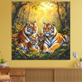 Impressão Em Tela Tigerfamilie im Einklang der Natur