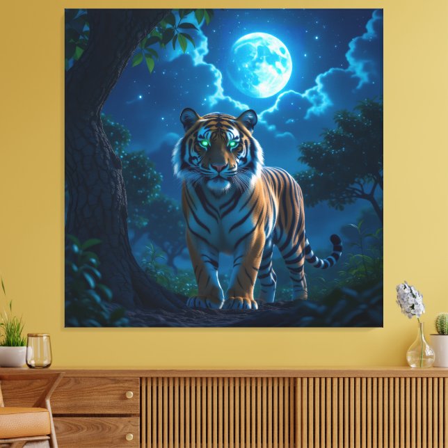 Impressão Em Tela  Tigerfamilie im Einklang der Natur (Insitu(Sala de estar))