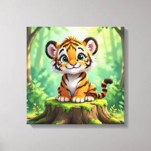 Impressão Em Tela Tigre Bebê Arte de Berçário Infantil de Desenho