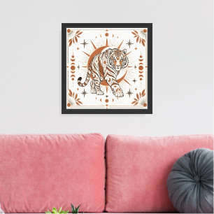 Impressão Em Tela Tigre Boho Sol Celestial Arte Animal Ornado