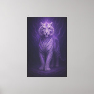 Impressão Em Tela Tigre Branco Aura da Meia-Noite – Poder Místico