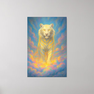 Impressão Em Tela Tigre Branco Celestial de Olhos Dourados – Ascensã