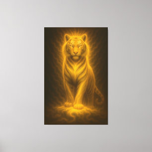 Impressão Em Tela Tigre Branco Celestial Dourado – Fantasia do Halo 