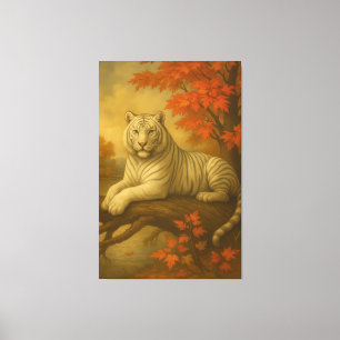 Impressão Em Tela Tigre Branco de Outono – Tela de Arte Fina