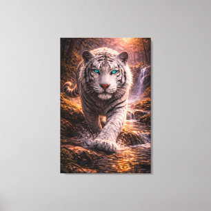 Impressão Em Tela Tigre Branco em Movimento – Série de Arte ManJiang