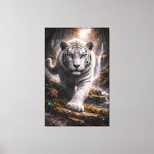 Impressão Em Tela Tigre Branco em Movimento – Série de Arte ManJiang