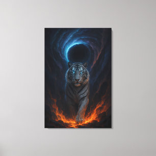 Impressão Em Tela Tigre Branco Fantasia – Série Aura Mística
