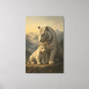 Impressão Em Tela Tigre Branco – Guardião da Luz – ManJiangHong Art