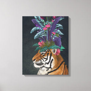 Impressão Em Tela Tigre com o headpaper tropical
