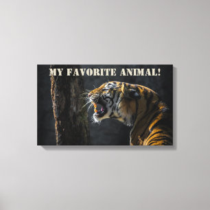 Impressão Em Tela Tigre como Meu Animal Favorito!Impressão de tela