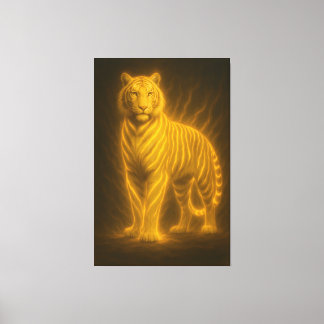 Impressão Em Tela Tigre da Chama Dourada – Pintura de Arte Fantasia