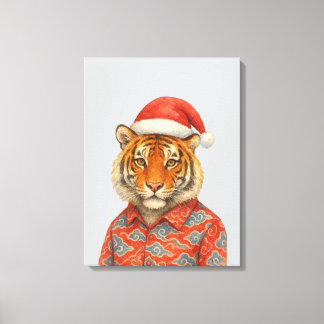 Impressão Em Tela Tigre de Natal indie