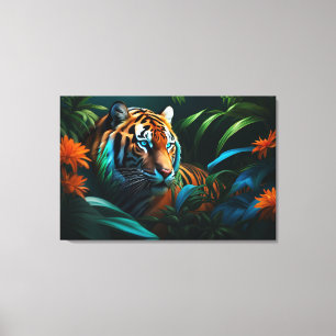 Impressão Em Tela Tigre Dramático na Selva
