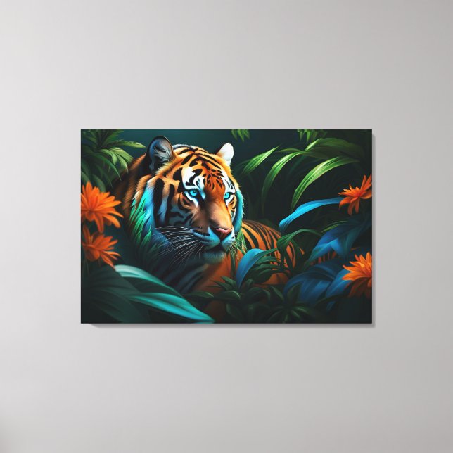 Impressão Em Tela Tigre Dramático na Selva (Frente)