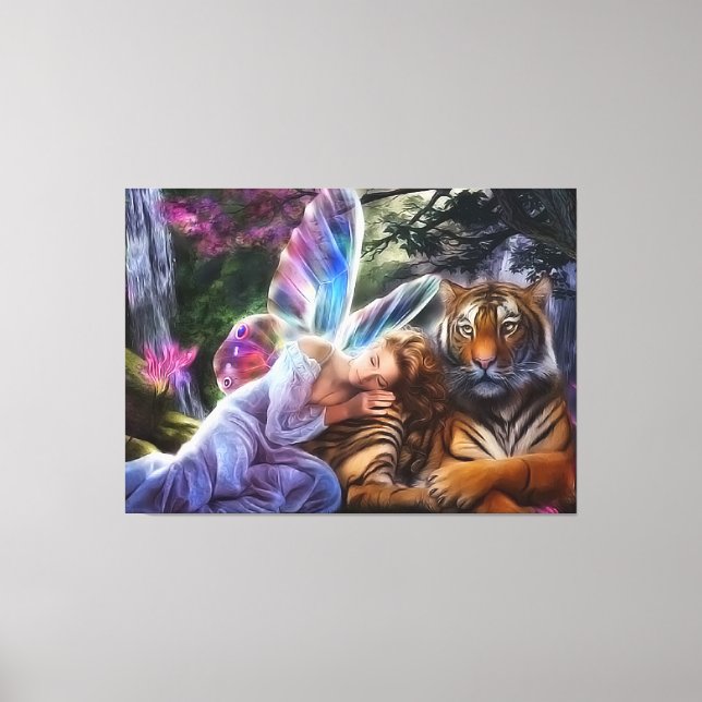Impressão Em Tela Tigre e borboleta (Frente)