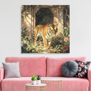 Impressão Em Tela Tigre Majestoso Caminhando pelas Dunas Ancestrais
