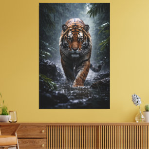 Impressão Em Tela Tigre Majestoso – Poder Silencioso na Chuva