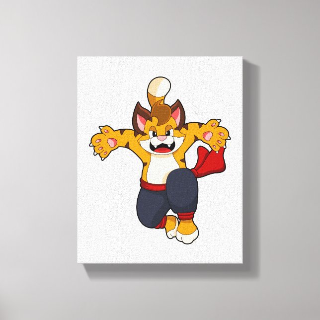 Impressão Em Tela Tigre no Karate das Artes Marciais (Frente)