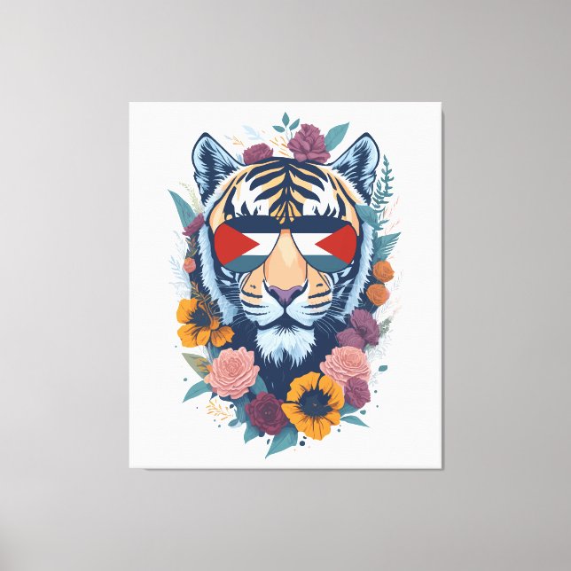 Impressão Em Tela Tigre palestiniano - FLAG palestiniano (Frente)