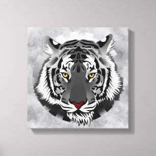 Impressão Em Tela Tigre Preto E Branco