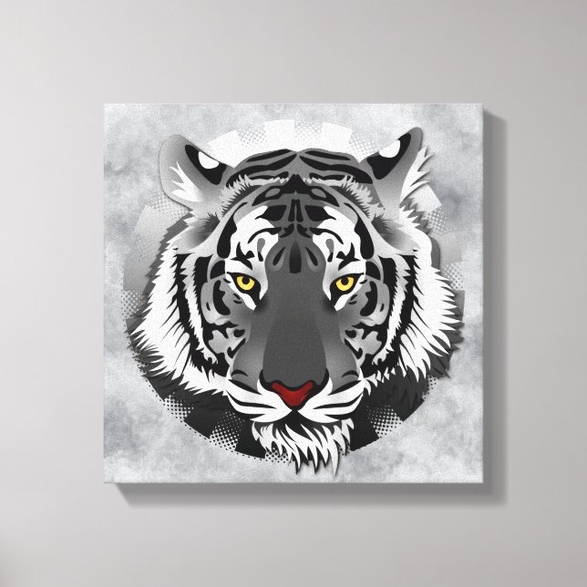 Impressão Em Tela Tigre Preto E Branco (Frente)