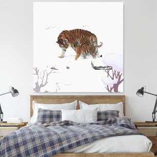Impressão Em Tela Tigre siberiano na neve
