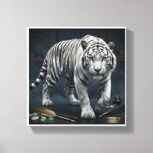Impressão Em Tela Tigre Soberano" Magnífico Tigre Branco Arte Fina e