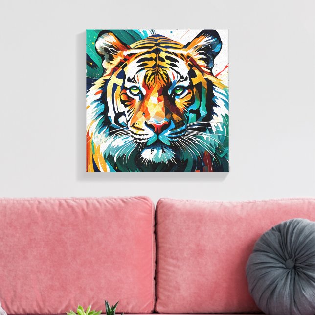 Impressão Em Tela Tigre Vívido: Poder Abstrato (Insitu(Sala de estar))