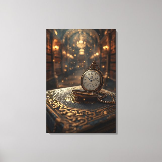 Impressão Em Tela Timeless Wisdom – The Golden Clock of Knowledge (Frente)