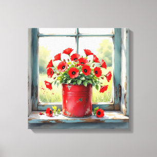 Impressão Em Tela Tin de café vermelho de papagaios vermelhos