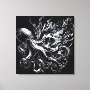 Impressão Em Tela Tinta Abstrata Fluido Polvo Kraken