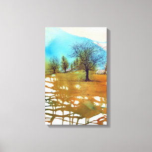 Impressão Em Tela Tinta de Aquarela do Paisagem da Árvore Abstrato