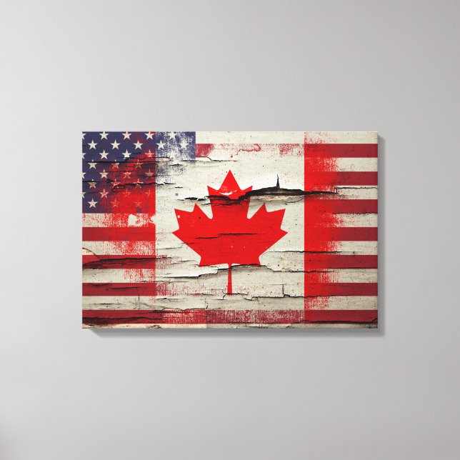 Impressão Em Tela Tinta de estalo | Bandeira Canadense American (Frente)