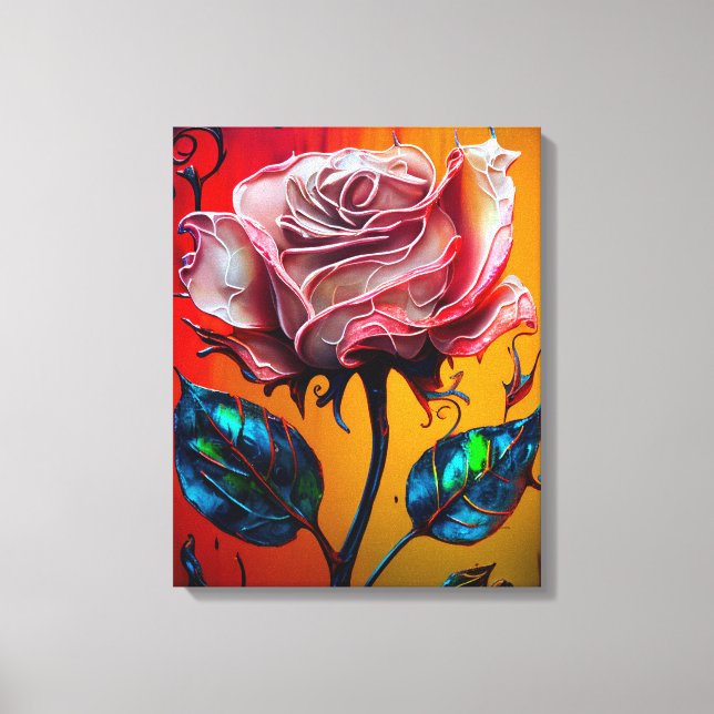 Impressão Em Tela Tinta de Rosa e de pino (Frente)