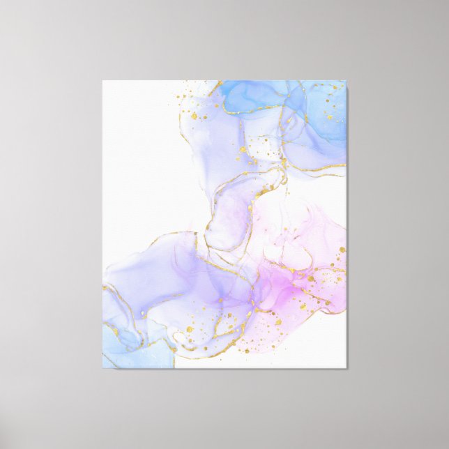 Impressão Em Tela Tinta rosa, púrpura e azul de álcool (Frente)