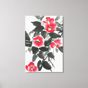 Impressão Em Tela Tinta vermelha sumie e pintura aquosa