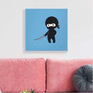 Impressão Em Tela Tiny Angry Ninja em Azul