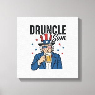 Impressão Em Tela Tio Sam Engraçado Design Vetorial de Cerveja Patri