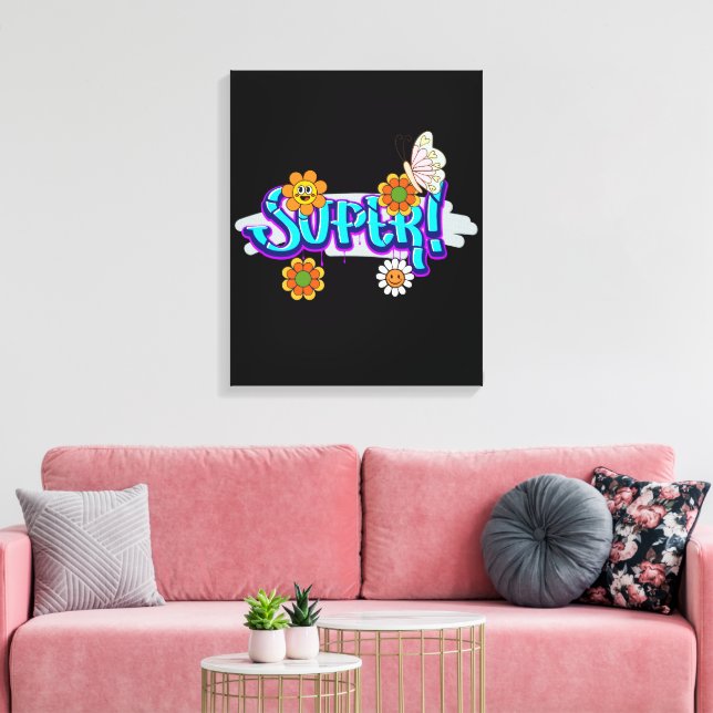 Impressão Em Tela Tipografia de boas vibes (Insitu(Sala de estar))