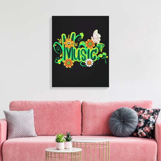 Impressão Em Tela Tipografia de boas vibes (Insitu(Sala de estar))